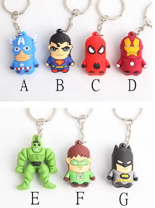 

1set 12 pcs cartoon Batman superman spiderman Captain America avengers mix 3D Key Chains Bag Pendant Gifts Party Favors