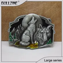 Bullzine/ ; пряжка на ремне волка с цветной эмалью; Оловянная отделка; FP-02515; подходит для ремня шириной 4 см