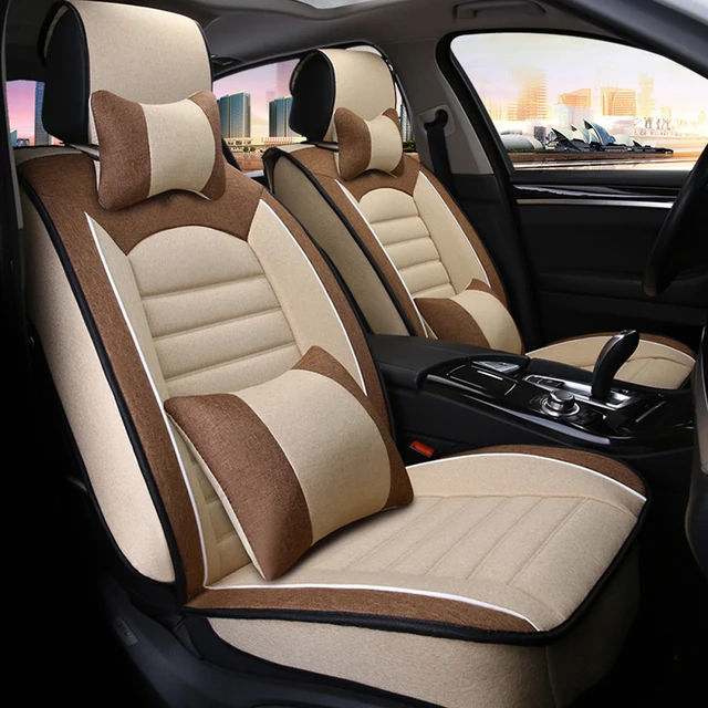 Ademend Zachte Comfortabele Linnen Stof Auto Bekleding Universele ... Ademend Zachte Comfortabele Linnen Stof Auto Bekleding Universele ...