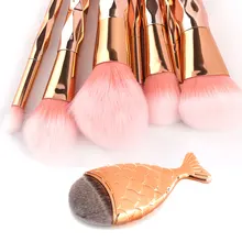 7/8Pcs Diamond Rose Gold Makeup Brushes Set Foundation Powder Blush Eye Shadow Mermaid Rainbow Brush Cosmetic Beauty Tools Kit