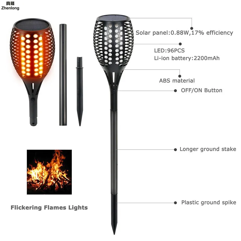 

96 Led Solar Flame Flickering Garden LED Light IP65 Outdoor Solar Torch Light Spotlights Landscape Decoration Led Lamp Garden