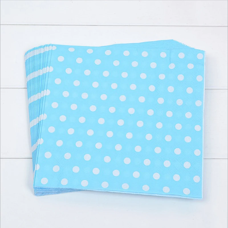

Wedding Paper Napkins Pink Blue Polka Dots Kids Birthday Party Baby Shower Tissues Decoration Napkin Boy Girl Supplies 33*33 cm
