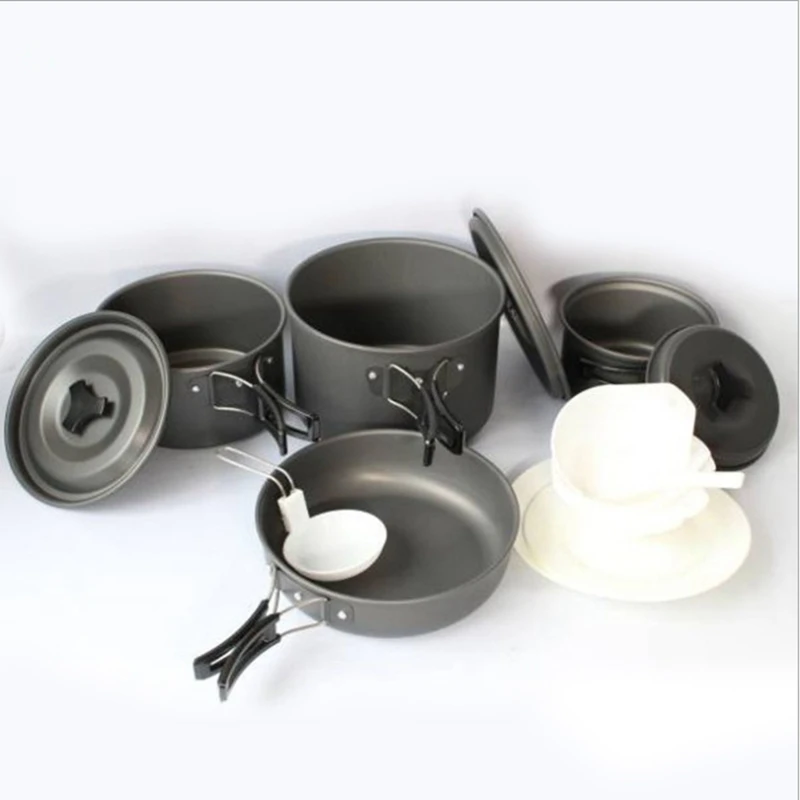 Yingtouman nueva llegada antiadherente 13 unids portátil al aire libre Utensilios de cocina olla de aleación de aluminio tazón camping plegable picnic set de cocina Yingtouman nueva llegada antiadherente 13 unids portátil al aire libre Utensilios de cocina olla de aleación de aluminio tazón camping plegable picnic set de cocina