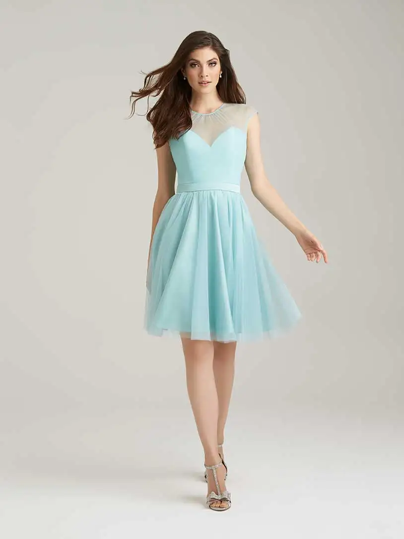 Wedding Light Blue Bridesmaid Dresses compare prices on light blue bridesmaids dresses online shopping cap sleeve sheer top scoop short bridesmaid vestidos de madrinhas evening party dresses