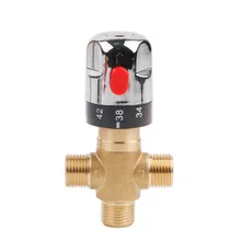 DN15(G1/2) Brass Thermostatic Mixing Valve Hot&Cold Water Shower Solar Water Heater Valve Water Temperature Thermostatic Mixer solar temperature control valve electric water heater hot bathroom faucet automatic mixing water adjustment thermostatic valve