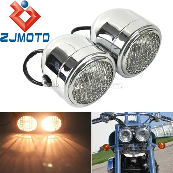 

Motorcycle Dual Headlamp 4" Twin Headlight Grille Dominator Light For Harley Honda Triumph Scrambler Streetfighter Bobber