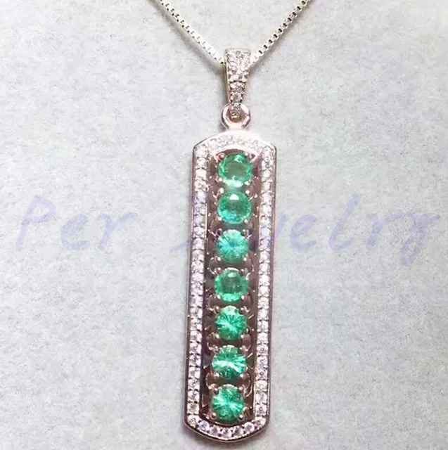 Natural emerald pendant Free shipping 925 sterling silver Natural real