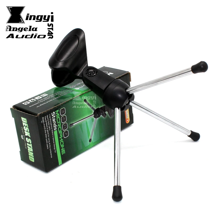 Desktop Tripod Clip Mike Clamp Desk Microphone Holder Table Boom