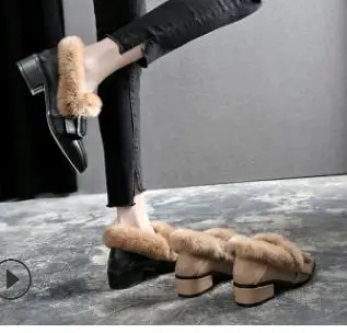

2018 new rabbit fur with single shoes