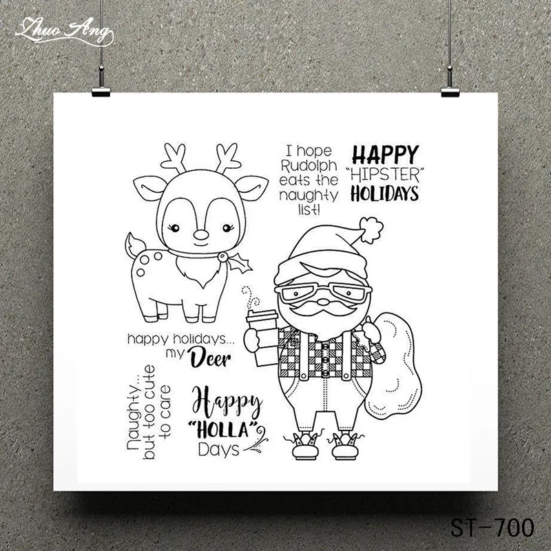 

Santa Clause and Deer Transparent Clear Stamp for Scrapbooking Rubber Stamp Seal Paper Craft Clear Stamps Card Making