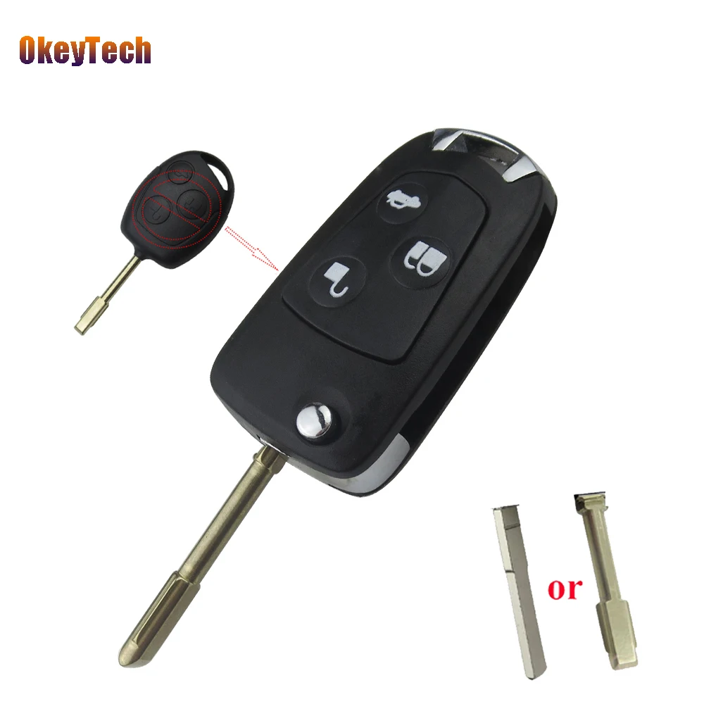 OkeyTech for Ford Key Shell 3 Buttons Flip Folding Car Remote Key Shell