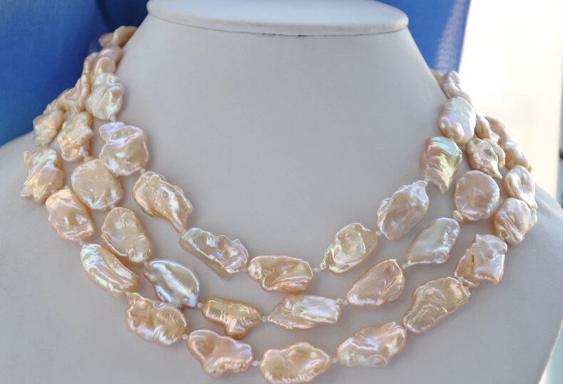

Hot sell ->@@ AS1565 lustre 50" 20mm pink BAROQUE KESHI REBORN PEARL NECKLACE -Top quality free shipping