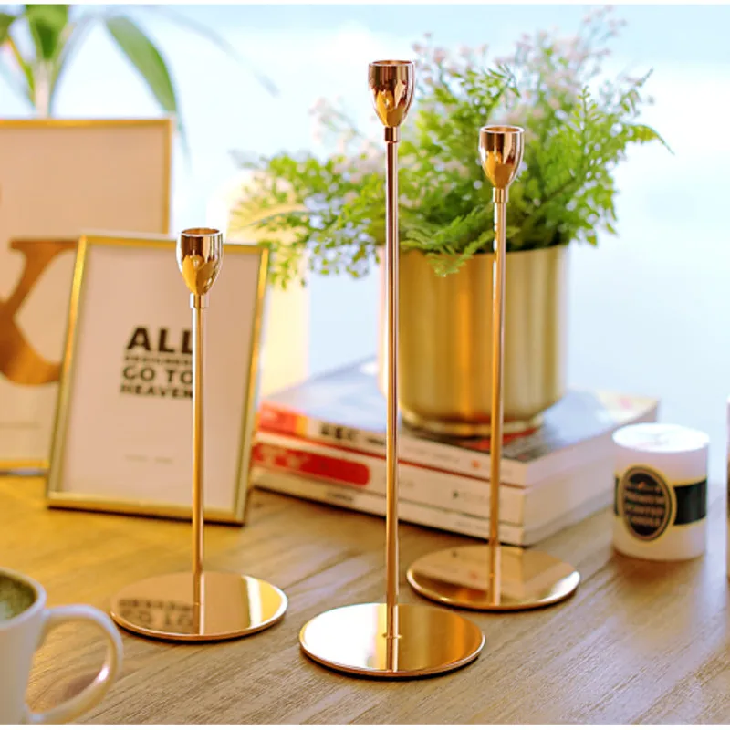 

Gold Geometric Candle Holder Nordic Stainless Steel Wrought Religious Candle Candlestick Wedding Spa Reiki Home Decoration Bonus