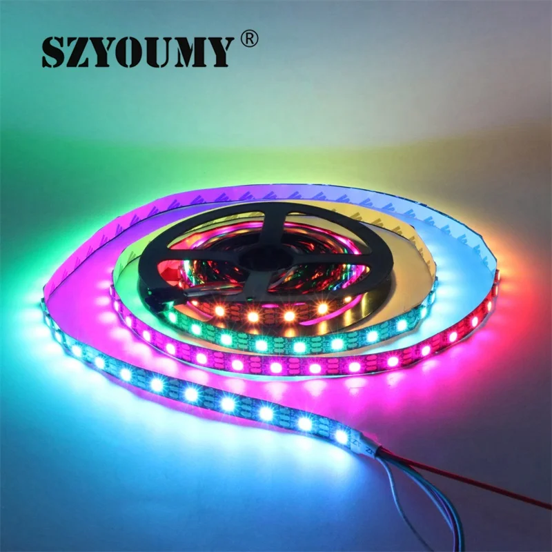 SZYOUMY WS2811 5050 SMD RGB полосы адресуемых 30leds 60leds/м Светодиодная Пиксели полосы 1 IC управления 3 светодиоды 5 м/шт. 16.5ft DC12V комплект