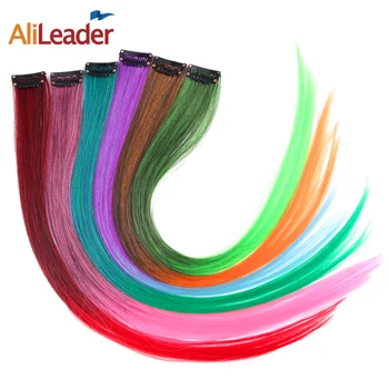 

AliLeader Product 1 Piece 1 Clip In Synthetic Hair Extensions Ombre 20 Colors 50CM Long Straight Clip On Hair Pieces Women Girls