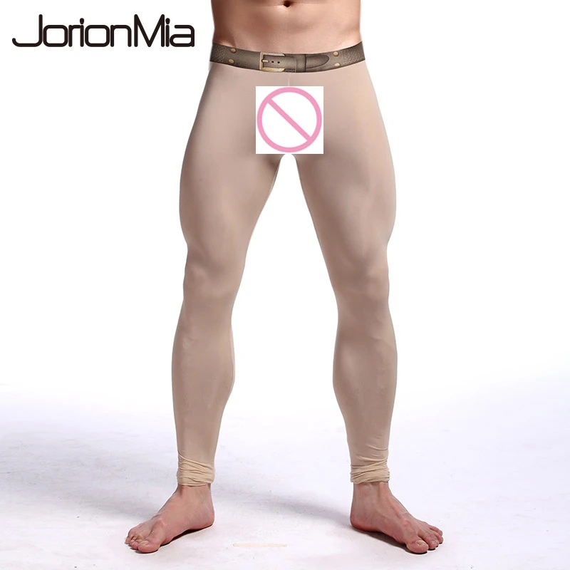

2018 Sexy Men's Long Johns Legging Transparent Compression Pants Men's Ultra-thin Long johns Mesh See-thru Underwear Pants E-025