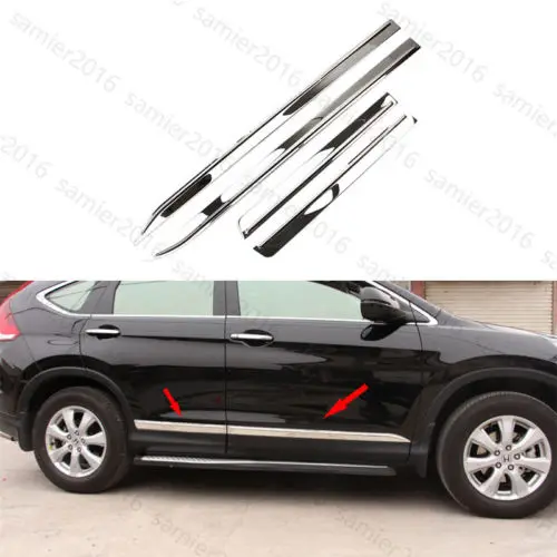 4pcs Steel Fit For Honda CRV CR V 12 16 Outer Body Door Side Molding trim Coverin Chromium