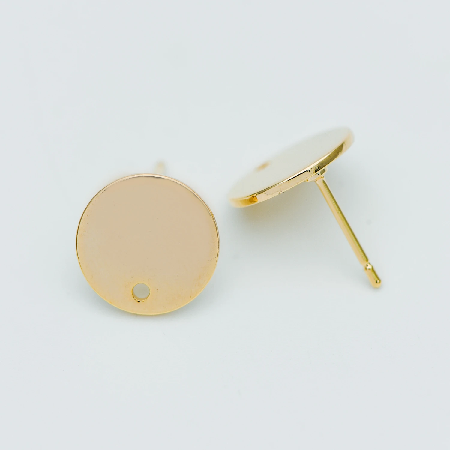 

10pcs Gold Round Disc Ear Posts 12mm, Gold tone Brass, Geometric Stud Earring Components (GB-624)