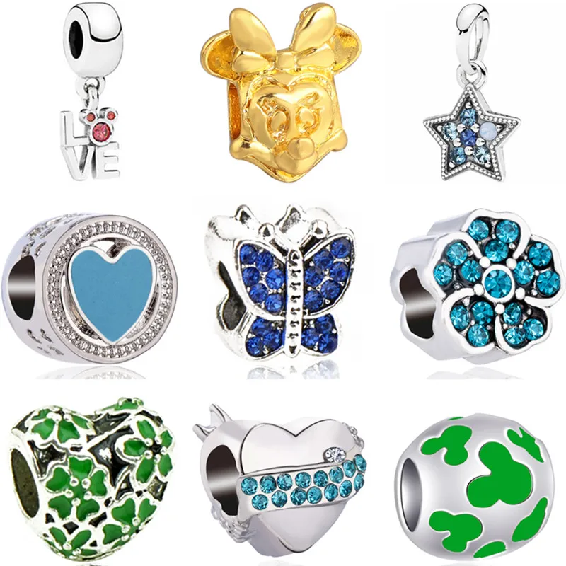 

Enamel Big Ball Stars Princess Bird Castle Mickey Beads Charms Fit Original Pandora Bracelets & Bangles for Women Party DIY Gift