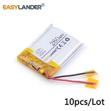 10pcs /Lot 3.7v lithium Li ion polymer rechargeable battery 352530 260mah MP3 MP4 Bluetooth small stereo