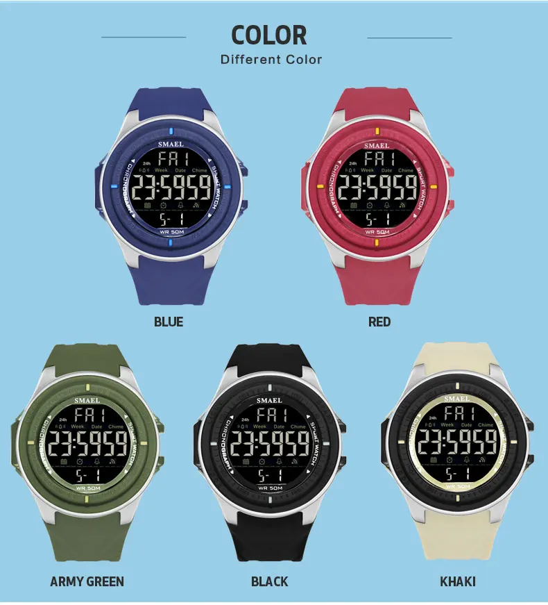 Светодиодный цифровой наручные часы люксовый бренд SMAEL мужские часы Автоматические спортивные часы будильник Reloje Hombre 1380 армейские часы водонепроницаемые мужские часы