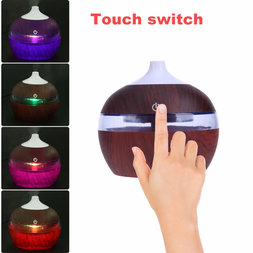 

200ML Air Humidifier Wood USB Ultrasonic Humidifier Essential Oil Aroma Diffuser Cool Mist Humidifier Color LED Lights
