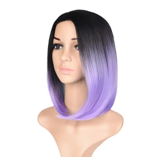 Feilimei Short Straight Bob Wig 160g African American Synthetic