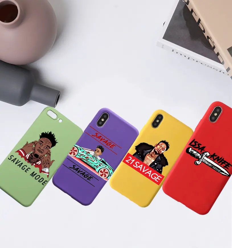 21 Savage sicko mode Candy Color TPU Case For iphoneX XS XR XSMAX FLEXIN ON MY X SKRRRT Red Yellow purple green case Cover