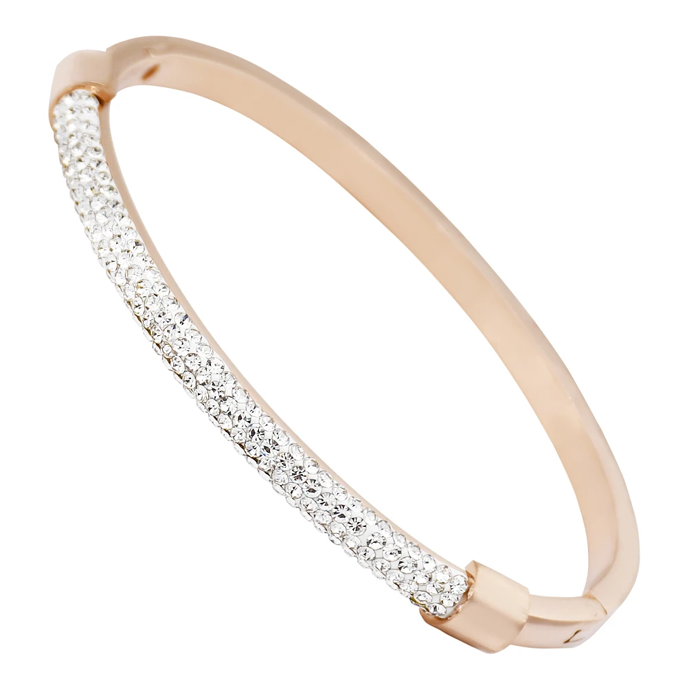 

Gold Bracelet Femme Crystal Jewelry Stainless Steel Cuff Bracelets For Women Charming Zircon Bracelets Bangles Wholesale