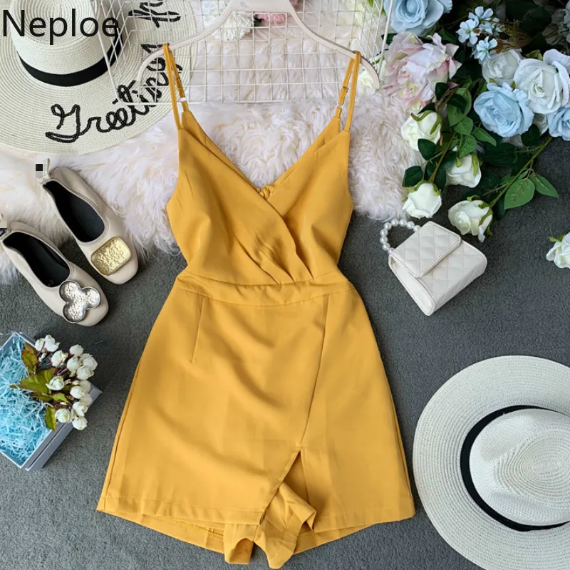 

Neploe Split Women Jumpsuits Summer 2019 New V-Neck Sleeveless Camis Playsuit Sexy Wide Leg Bodysuits 44524