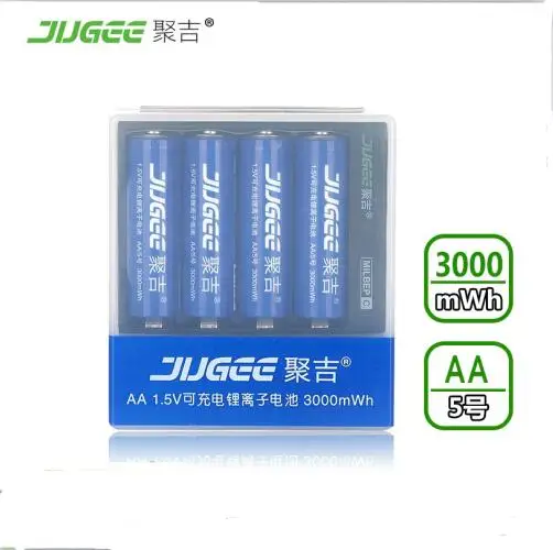 

4 pcs JUGEE 1.5 v 3000mWh AA Li - polymer Li - ion lithium polymer rechargeable batterie avec charger set!
