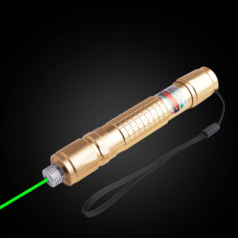Охотничья Зеленая лазерная указка 532 нм 10000 м висячая лазерная ручка дальние лазеры прицел без батареи - Цвет: Золотой