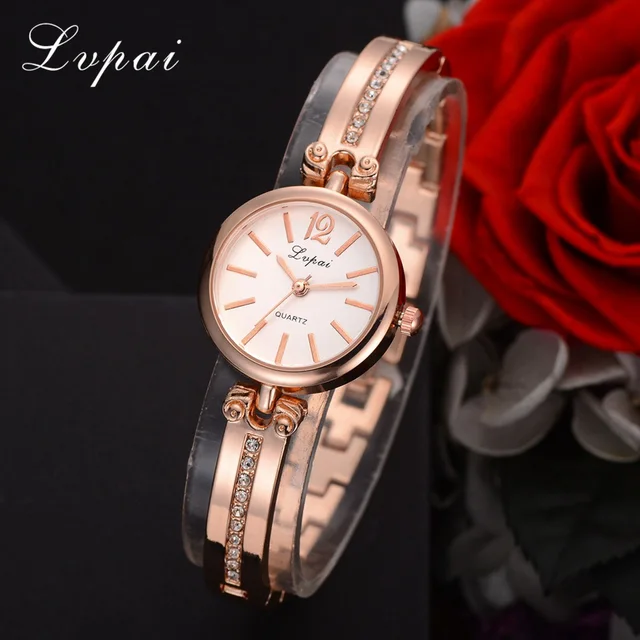Lvpai Brand Women Bracelet Watch Ladies Dress Rose Gold Quartz Wristwatch Rhines Lvpai Brand Women Bracelet Watch Ladies Dress Rose Gold Quartz Wristwatch Rhines