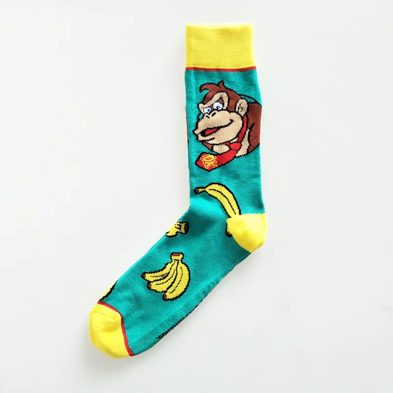 Носки с рисунком Марио с обезьянкой и бананом, женские хлопковые носки, милые забавные, новинка, удобные, Персонализированные носки средней длины - Цвет: 2