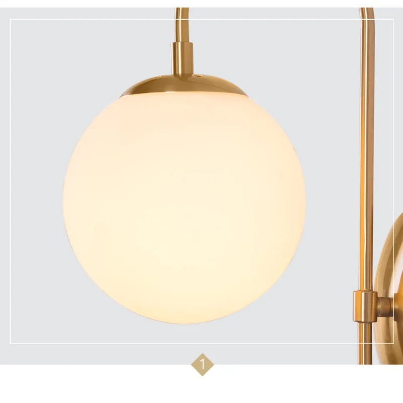 Modern Gold Wall Light White Glass Ball Wall Lamp Bedside Hotel Home Indoor Wall Lighting Fixture LED Creative Home Lights (11)