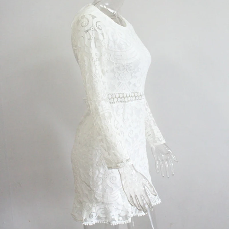 La MaxPa The New Hot Sale Women Clothes 2019 Lace Backless O-neck Sundress Summer Full Silm Sleeves Fashion Bodycon Dress