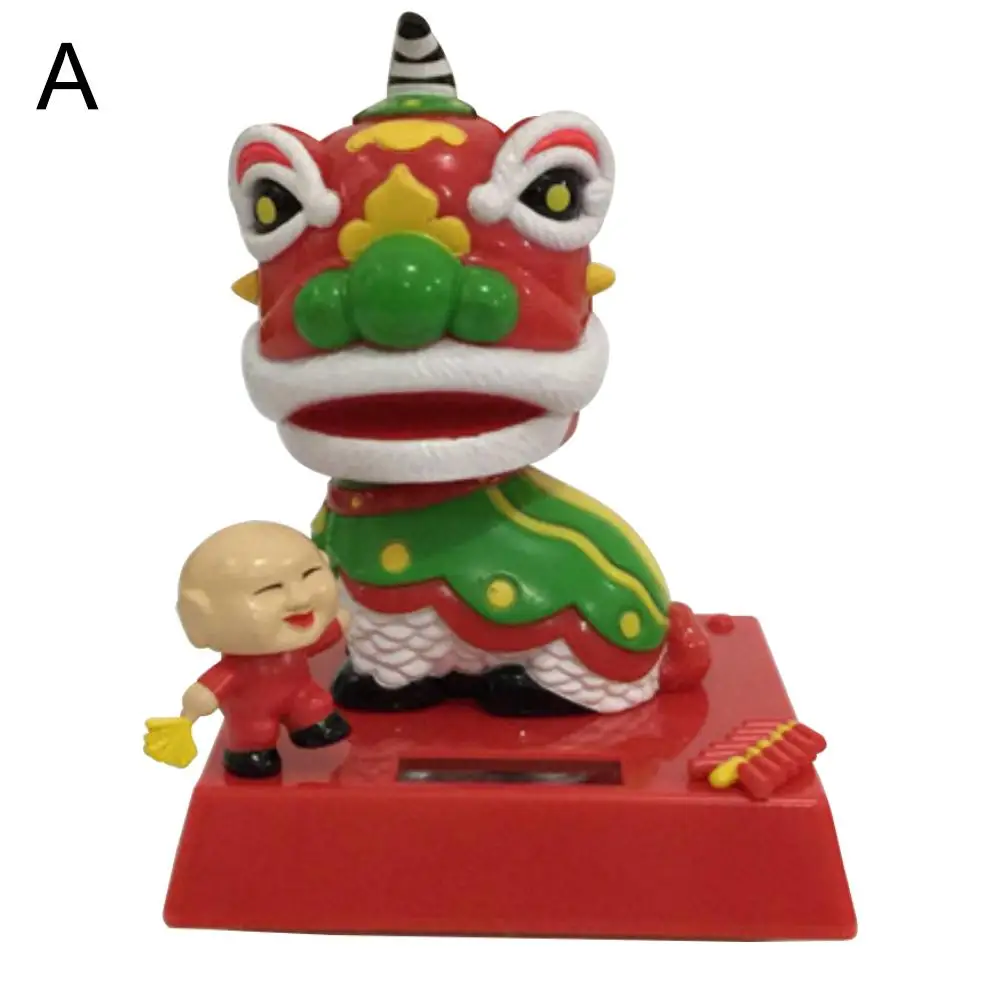 Creative Lion Dance Solar Power Swinging Doll Car Interior Ornament