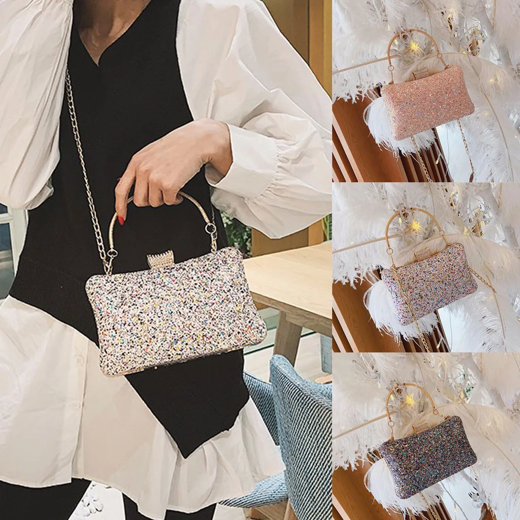 

Women Sequins Diamonds Cluthes Hand Bag Bling Crossbody Evening Bag Shoulder Chain Bag Party Banquet Evening Clutch Bags