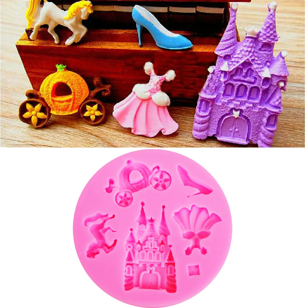 Принцесса замок Тыква карета силиконовая форма помадка форма для украшения торта инструменты форма для шоколадной мастики CK-SM-759