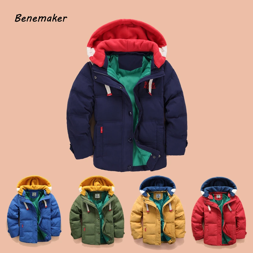 

Children 5 Colors Thicken Winter Jackets For Girl Boy Clothing Parka Warm Coats Overalls Hooded Baby Kids Casual Outerwear YJ105