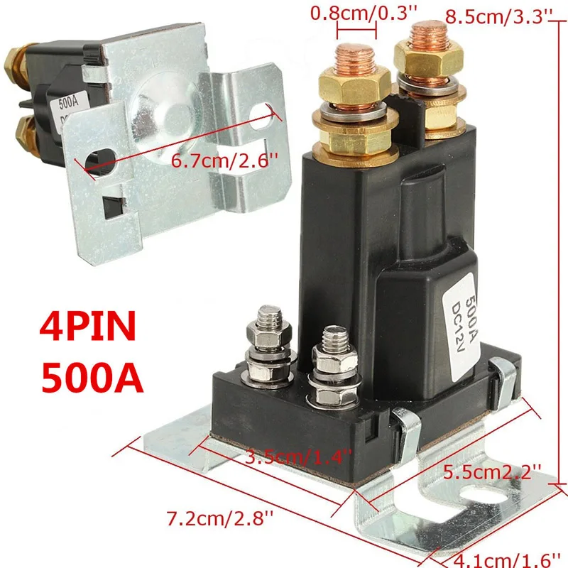 500A 12 V/24 V DC черный двойной аккумулятор изолятор Реле Запуск ВКЛ/ВЫКЛ 4 Pin для