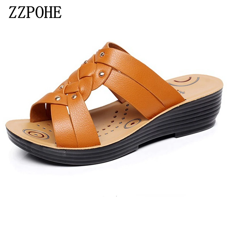 ladies soft leather slippers