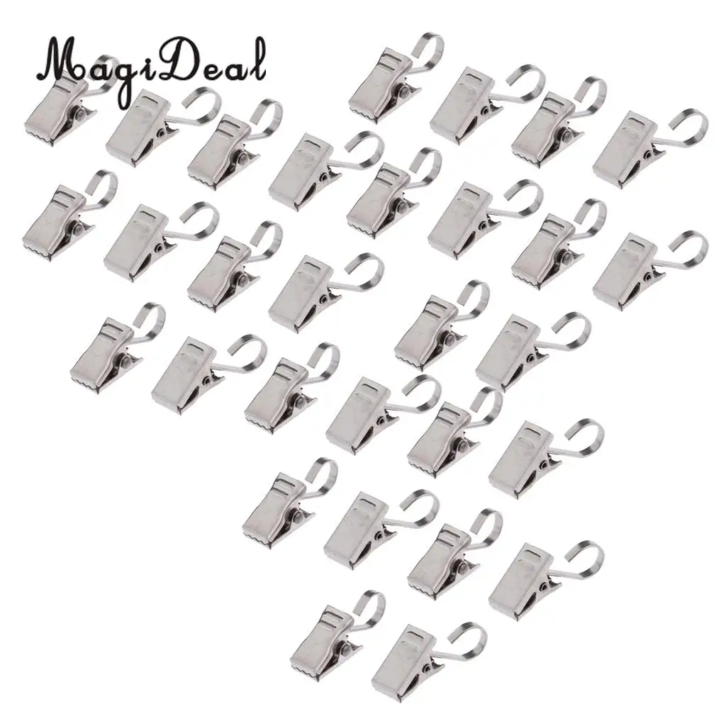 30Pcs Heavy Duty Curtain Clips with Hook Curtain Glider Clip Clamp