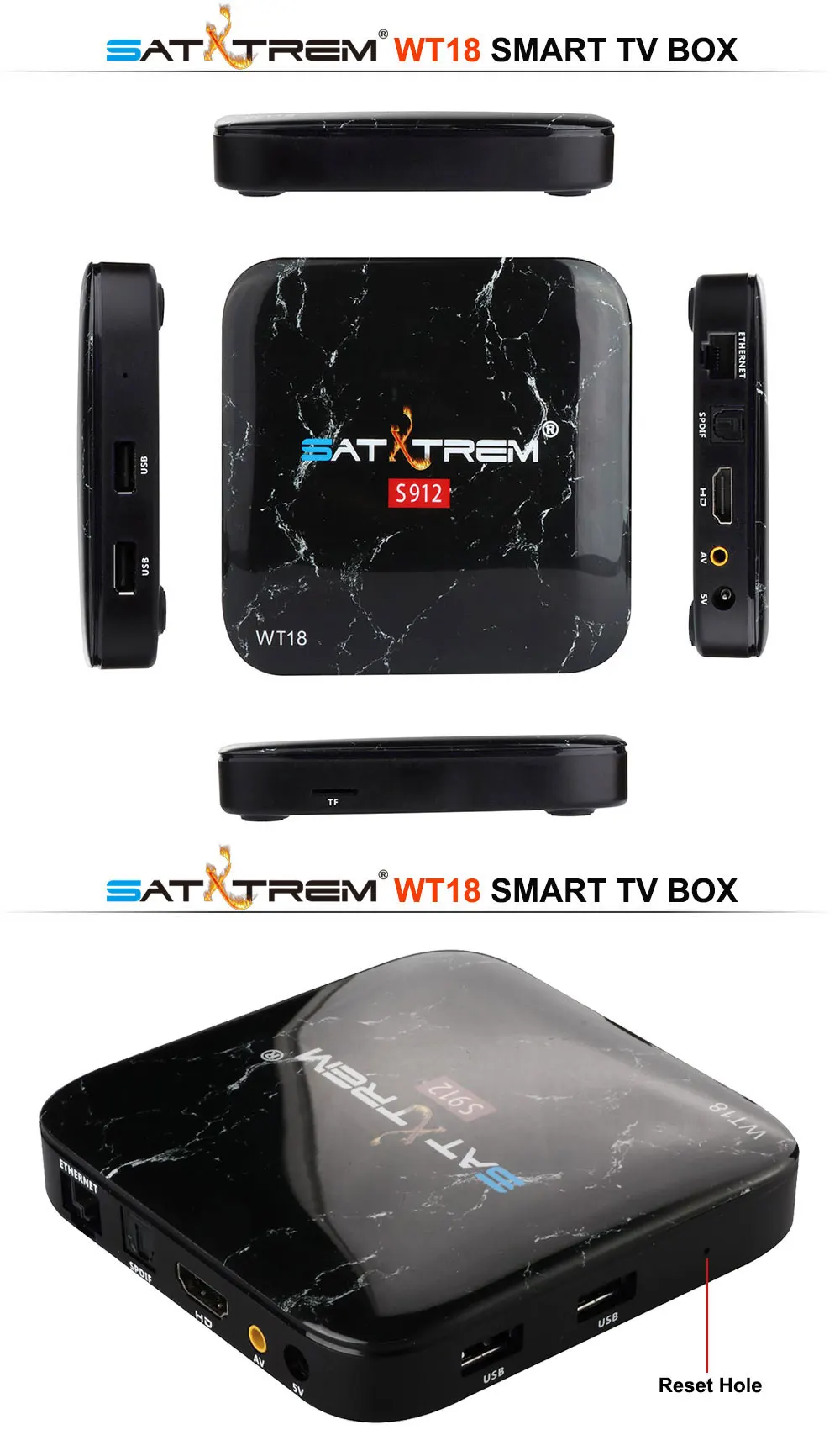 SATXTREM WT18 Amlogic S912 Octa Core Android 7,1 ТВ коробка 3 Gb DDR3 32 GB 2,4G/5 ГГц двойной Поддержка wi-fi Google Play Store Декодер каналов кабельного телевидения