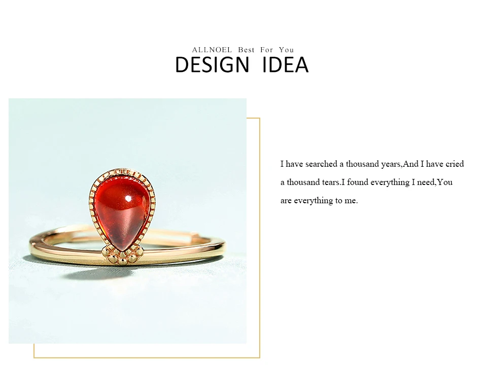 ALLNOEL S925 Sterling Silver Garnet Ring For Women Natural Red Garnet Classic Teardrop Halo Ring Engagement Fine Jewelry Gift  (3)