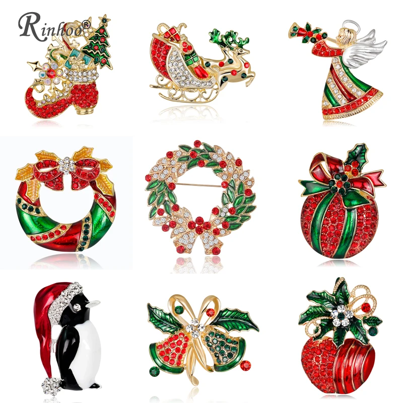 RINHOO/ рождественские броши, булавки для женщин, красный цвет, обувь с фруктовым принтом ангела, украшения, Рождество, Рождество, вечеринка, кристалл, брошь, булавки