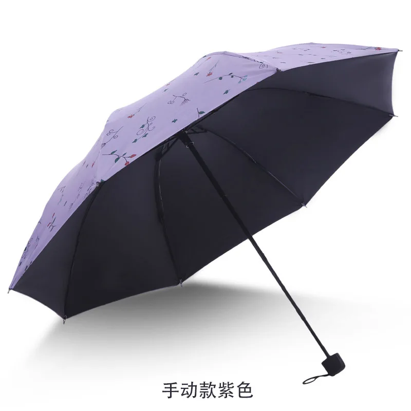 Модные складные зонты с черным покрытием, защита от УФ-лучей, Женский Зонт от дождя, для улицы, YT047 - Цвет: manual purple