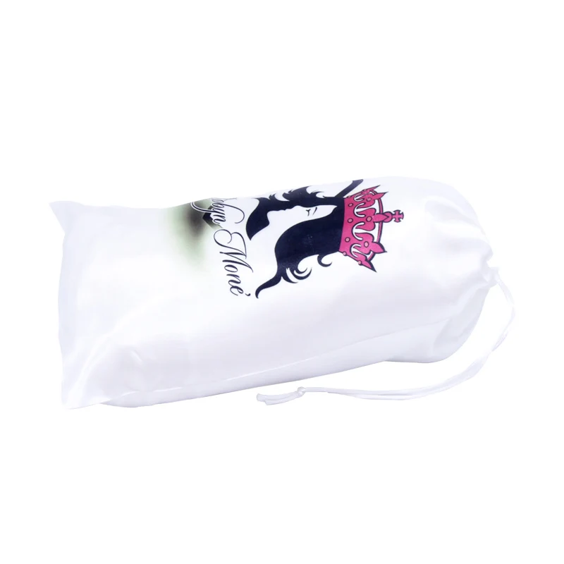 Custom LOGO Wig White Bag Satin Silk Bags For Gift Hair Extension Packing Drawstring Pouch Accept Virgin Hair Bags