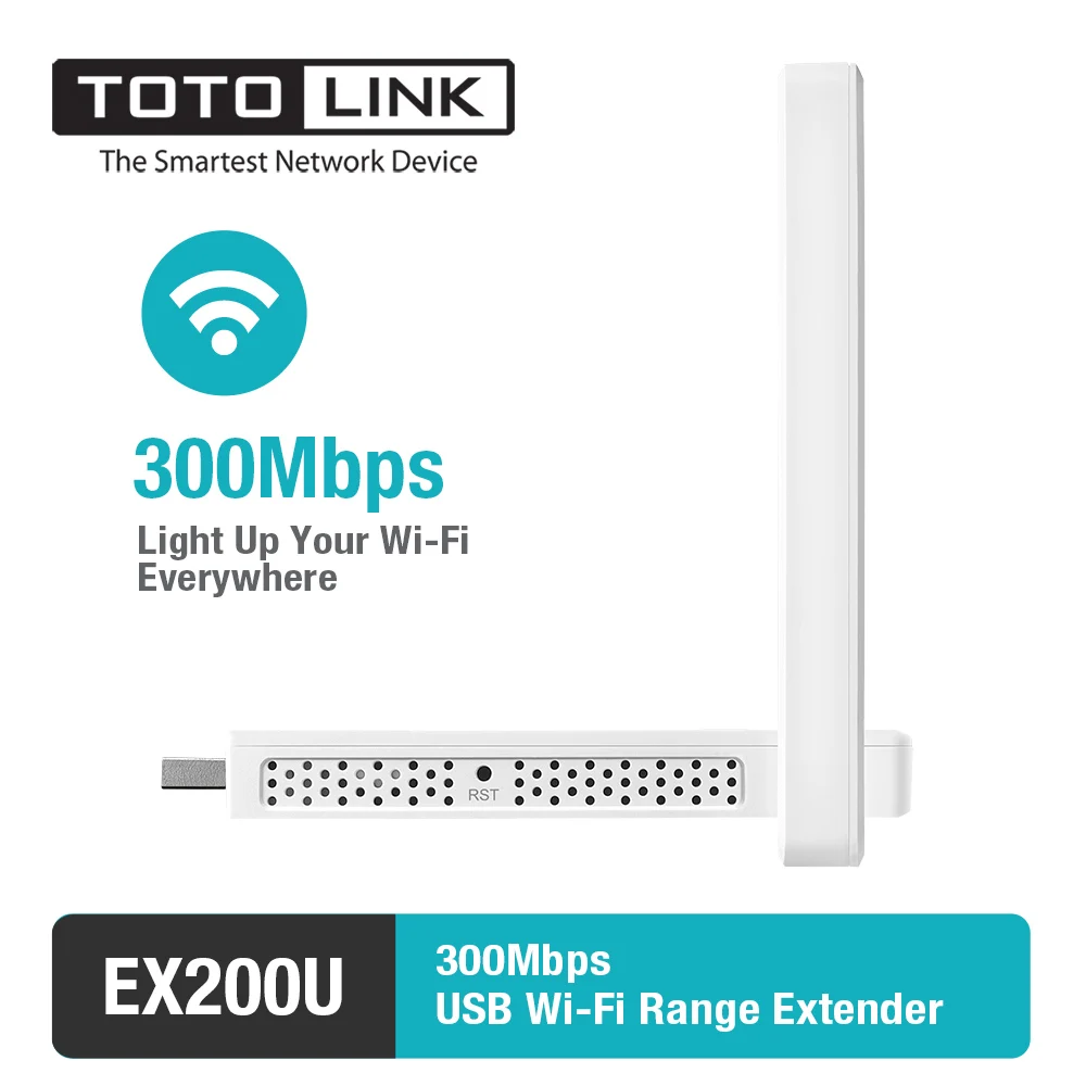 

TOTOLINK Wireless Wifi Repeater Extender EX200U 300Mbps USB Easy Setup Range Extender with 2*4dBi External Antennas