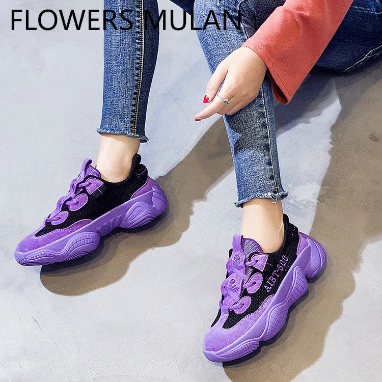 

Mixed Color Light Candy Colour Women Sneakers Purple Rose Red Black Casual Shoes Woman Chic Sewing Upper Zapatos De Mujer Runway